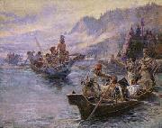 Charles M Russell Lewis and Clark on the Lower Columbia oil painting reproduction